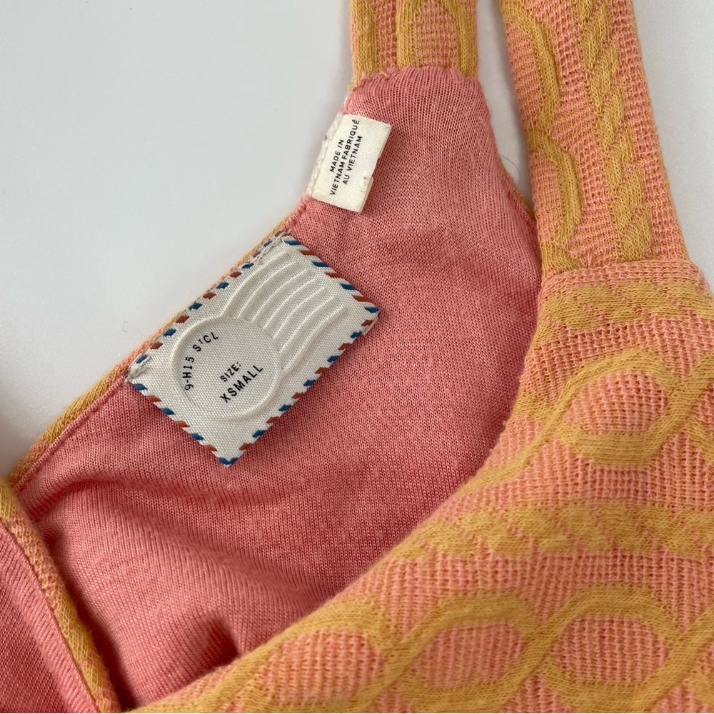 Anthropologie Post Stamp 9-h15 stcl Peek A Boo Back Orange and Pink Mini dress - Picture 10 of 12